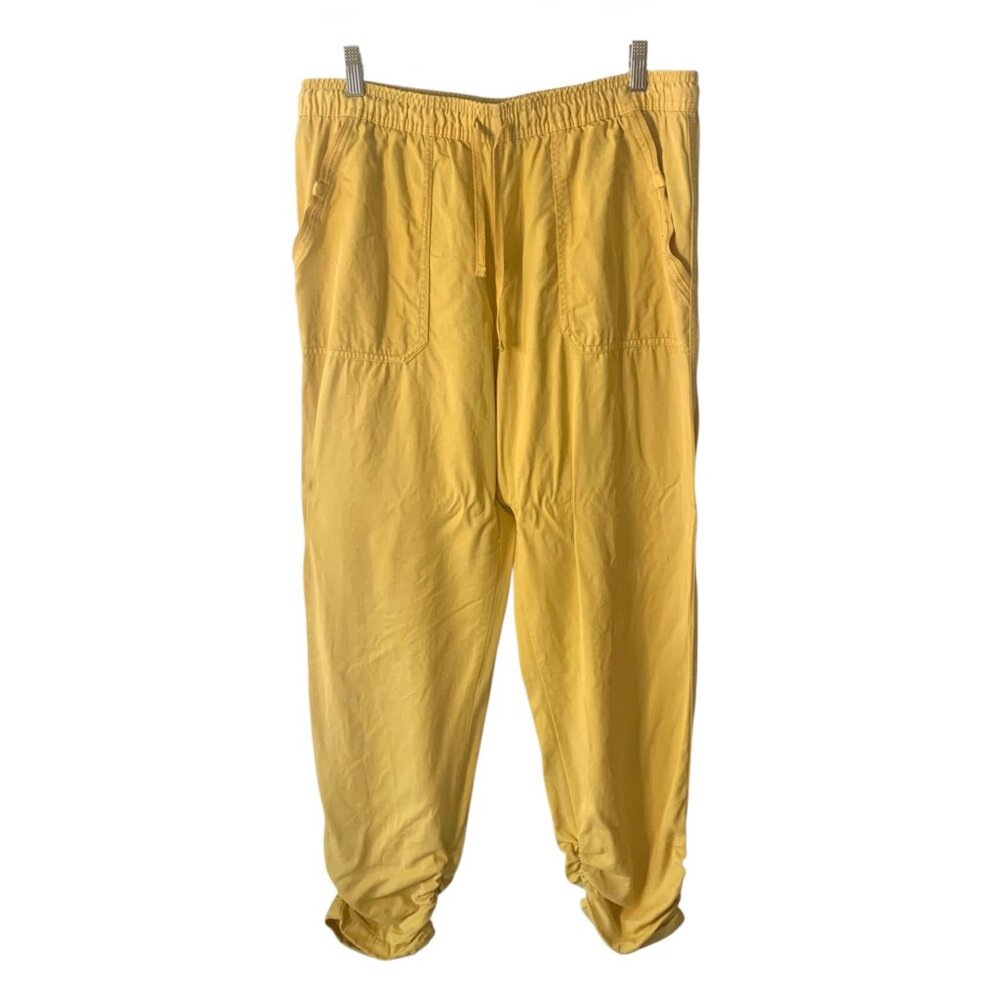 THREAD & SUPPLY Mustard Yellow Pull-On Ruched Cropped Leg Women's Pants Size XL